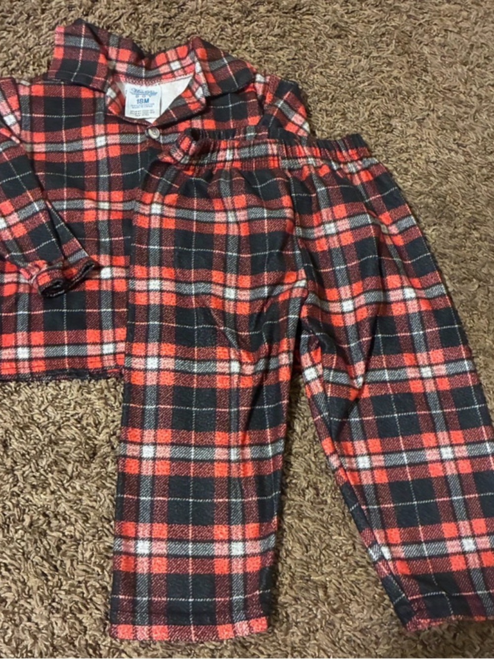 Kids Red & Black Plaid Pajama Set - Unbranded